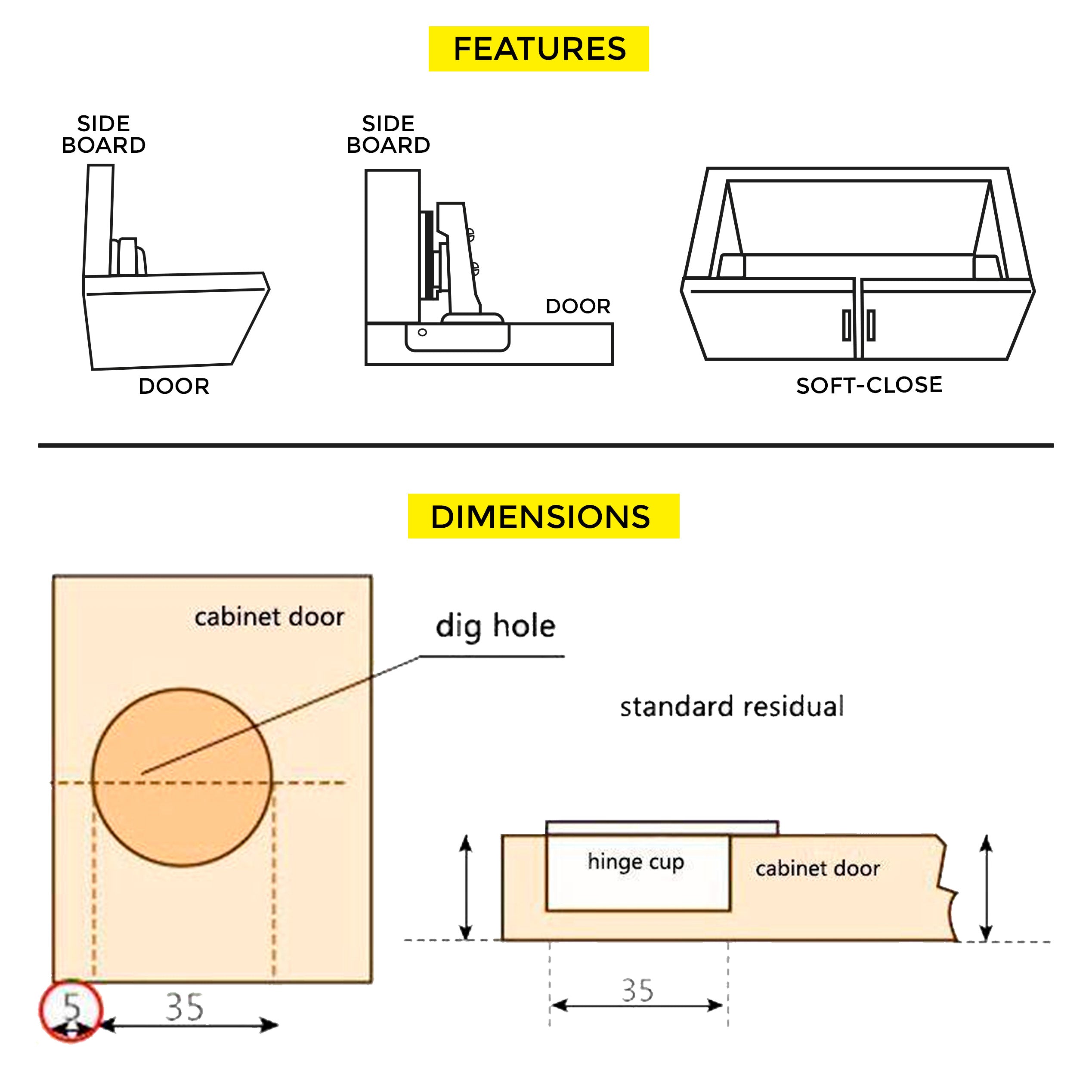 Soft-Close Hinge Full Overlay With Plate