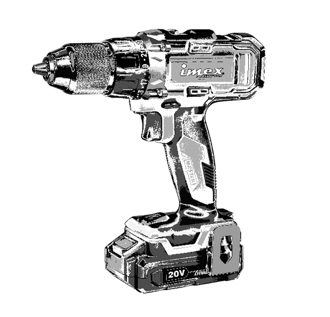 1/2" 20V Cordless Drill with Battery and Charger ? IMEX Power Tools