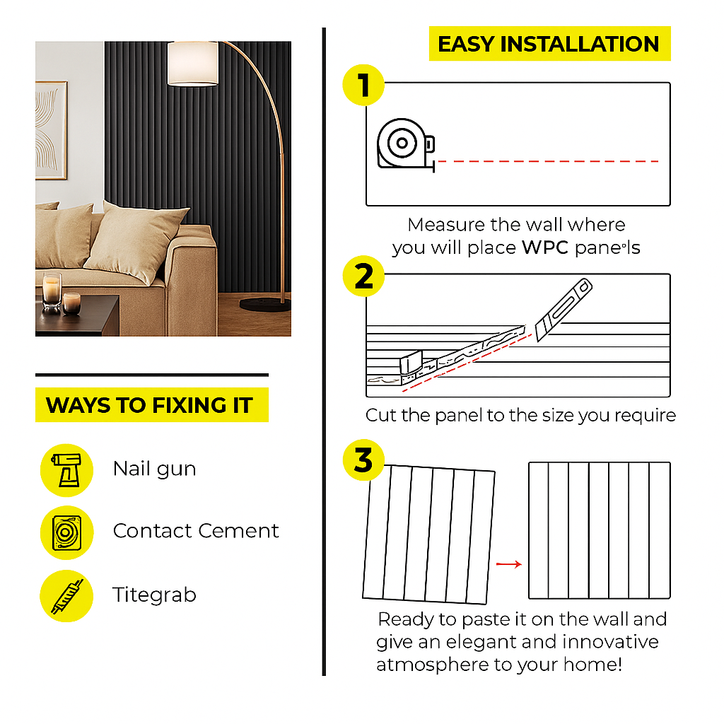 PVC WALL PANEL 6.8 X 9 FT  - BLACK