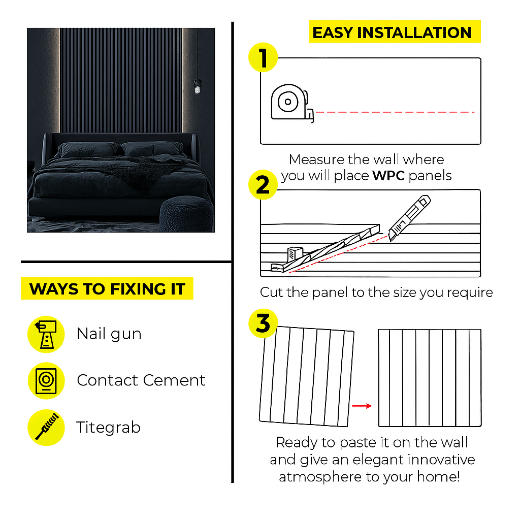 OUTDOOR WPC PANEL BLACK 8.62'' X 114.17''