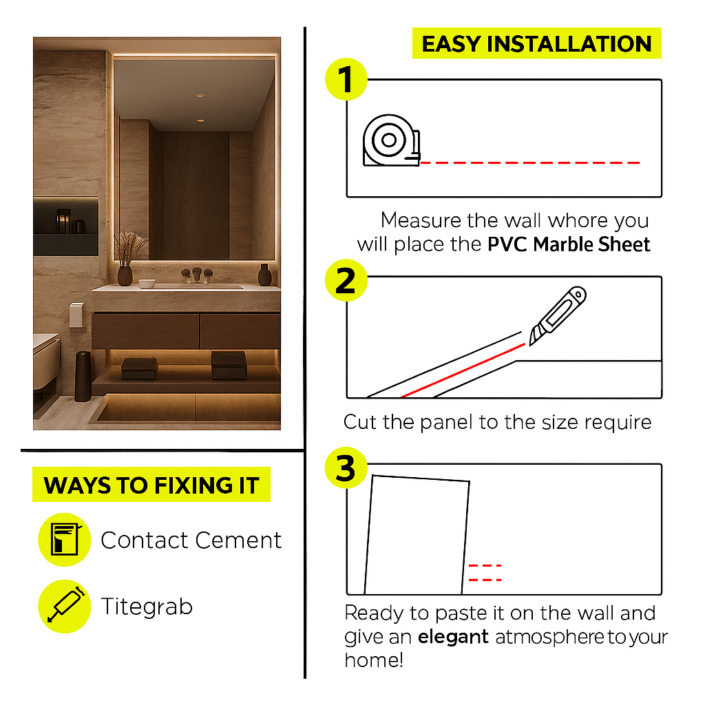 PVC WALL PANEL DECORATIVE MARBLE SHEET 3.9 X 8 FT - STONE GREY