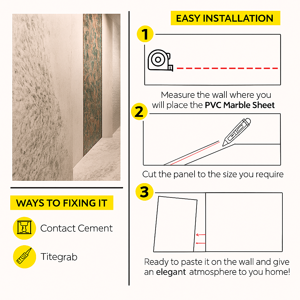 PVC WALL PANEL DECORATIVE MARBLE SHEET 4 X 8 FT  - STONE PEARL WHITE