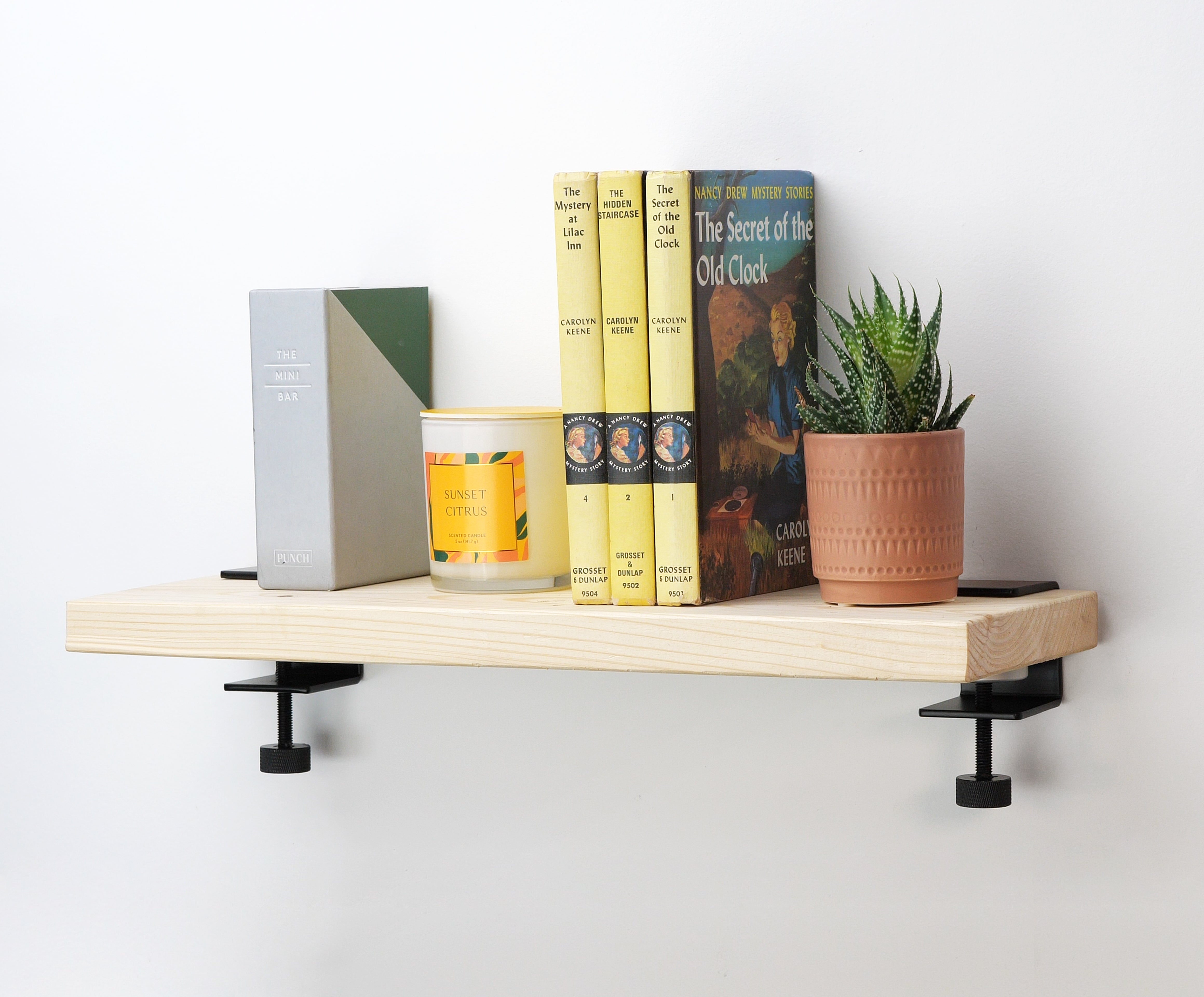 Floating Shelf Clamp System - 18" L x 6" W x 3.875" H - Pine