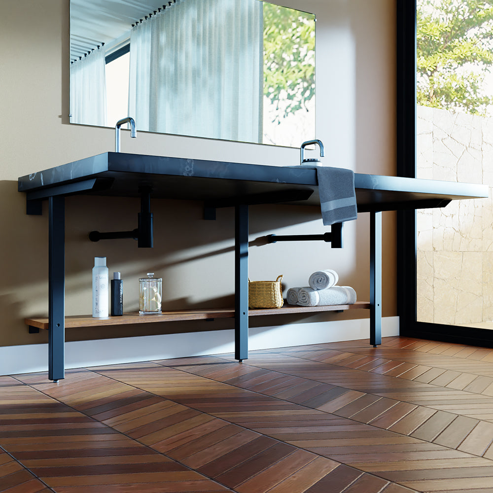 Braila ADA Countertop Support Bracket - 32" x 2.75" x 31.62" - Flat Black