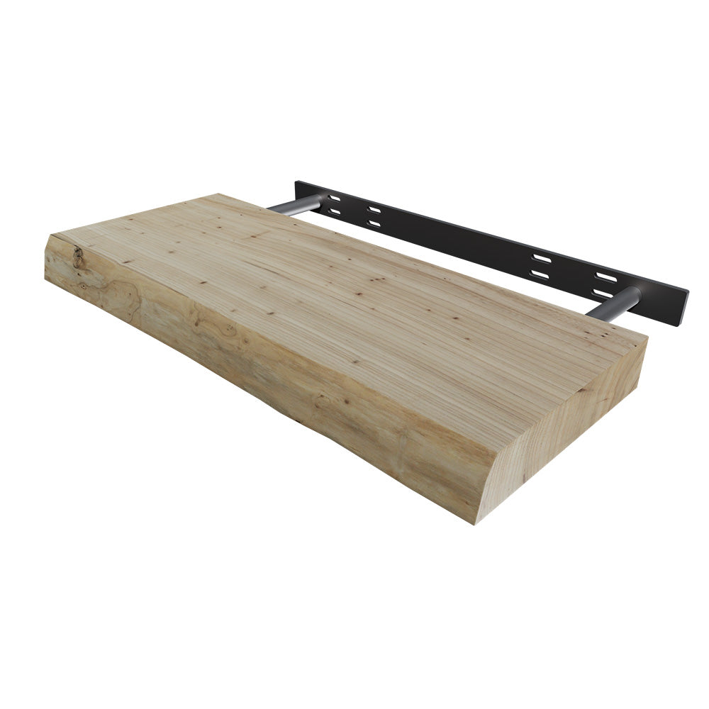 Live Edge Floating Shelf- 12" x 24" x 2"- Elm | Federal Brace Raw Shelves