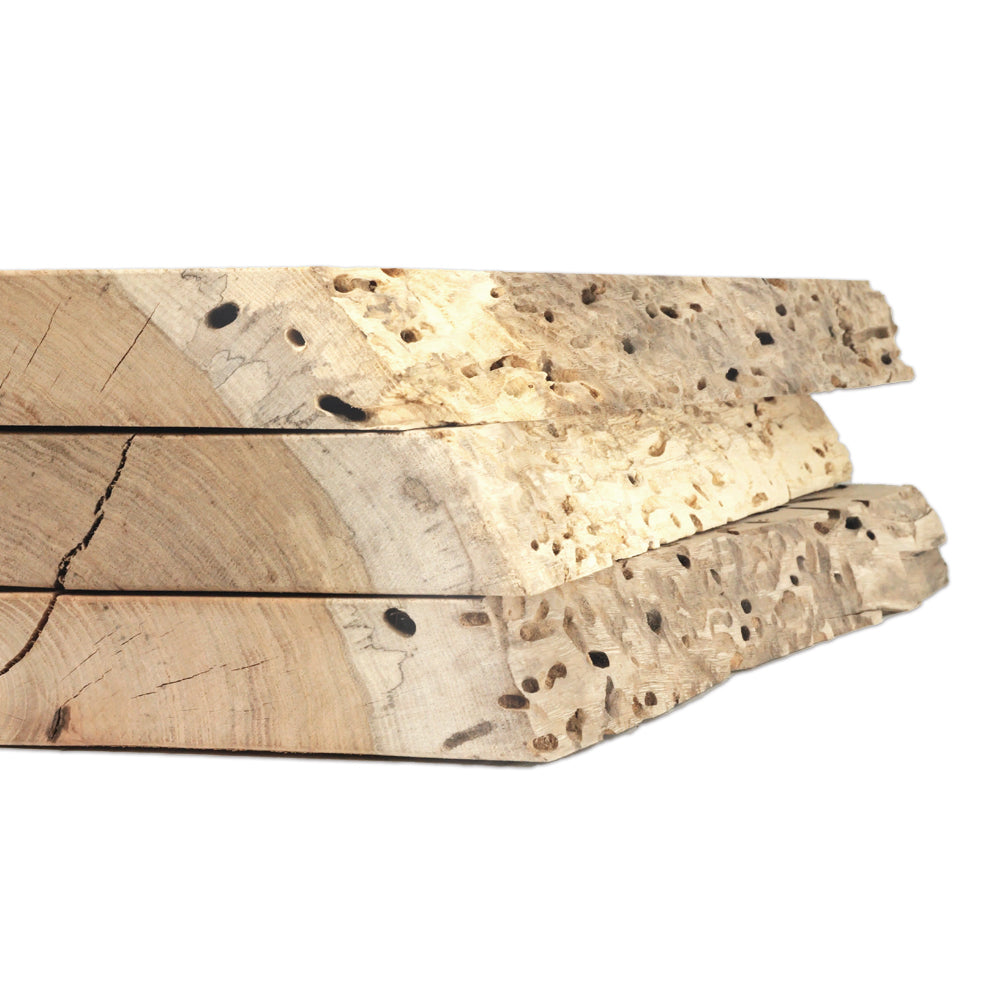 Live Edge Floating Shelf- 12" x 24" x 2"- Hickory | Federal Brace Raw Shelves