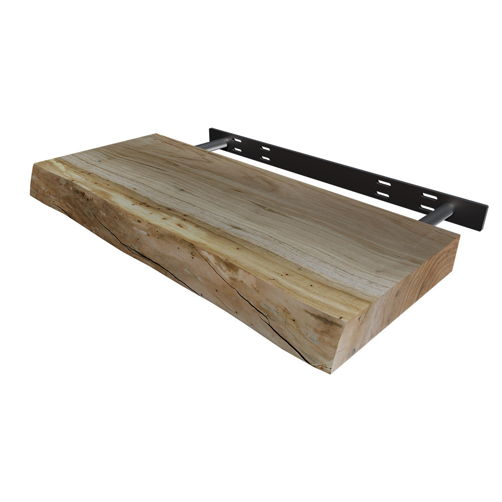 Live Edge Floating Shelf- 12" x 24" x 2"- Walnut | Federal Brace Raw Shelves