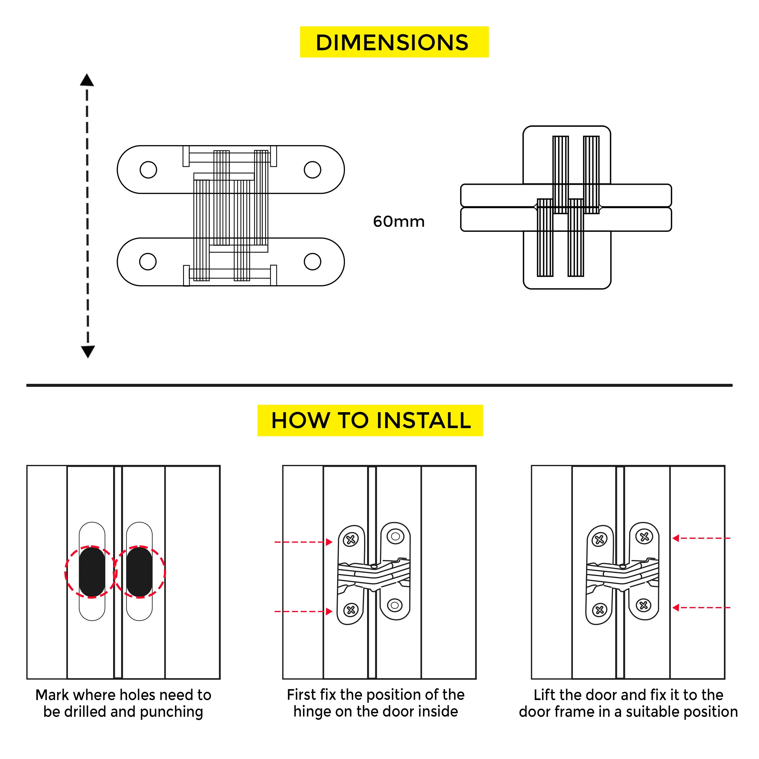 Invisible Hinge 60mm W/O Screw B-Nickel