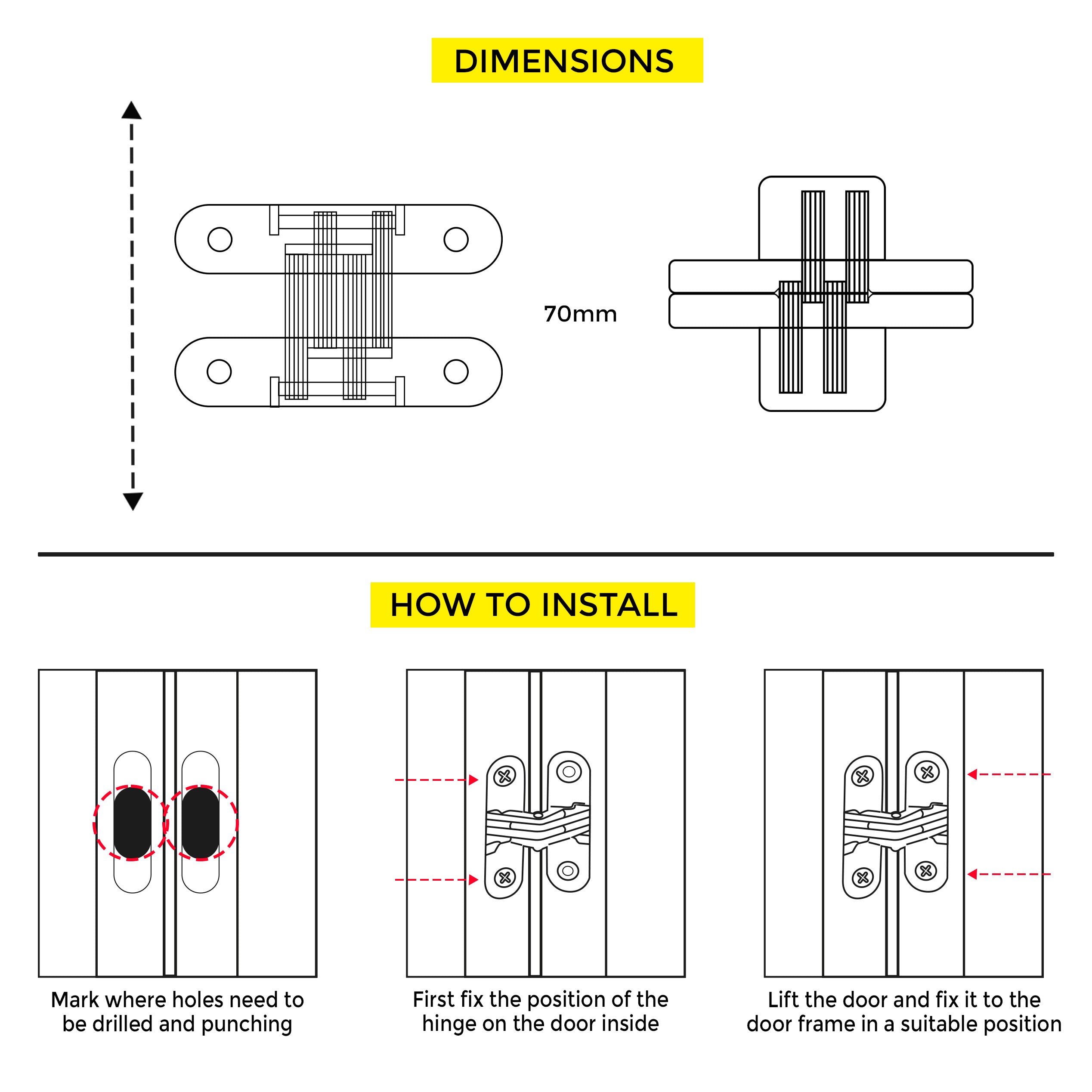 Invisible Hinge 70mm W/O Screw B-Nickel