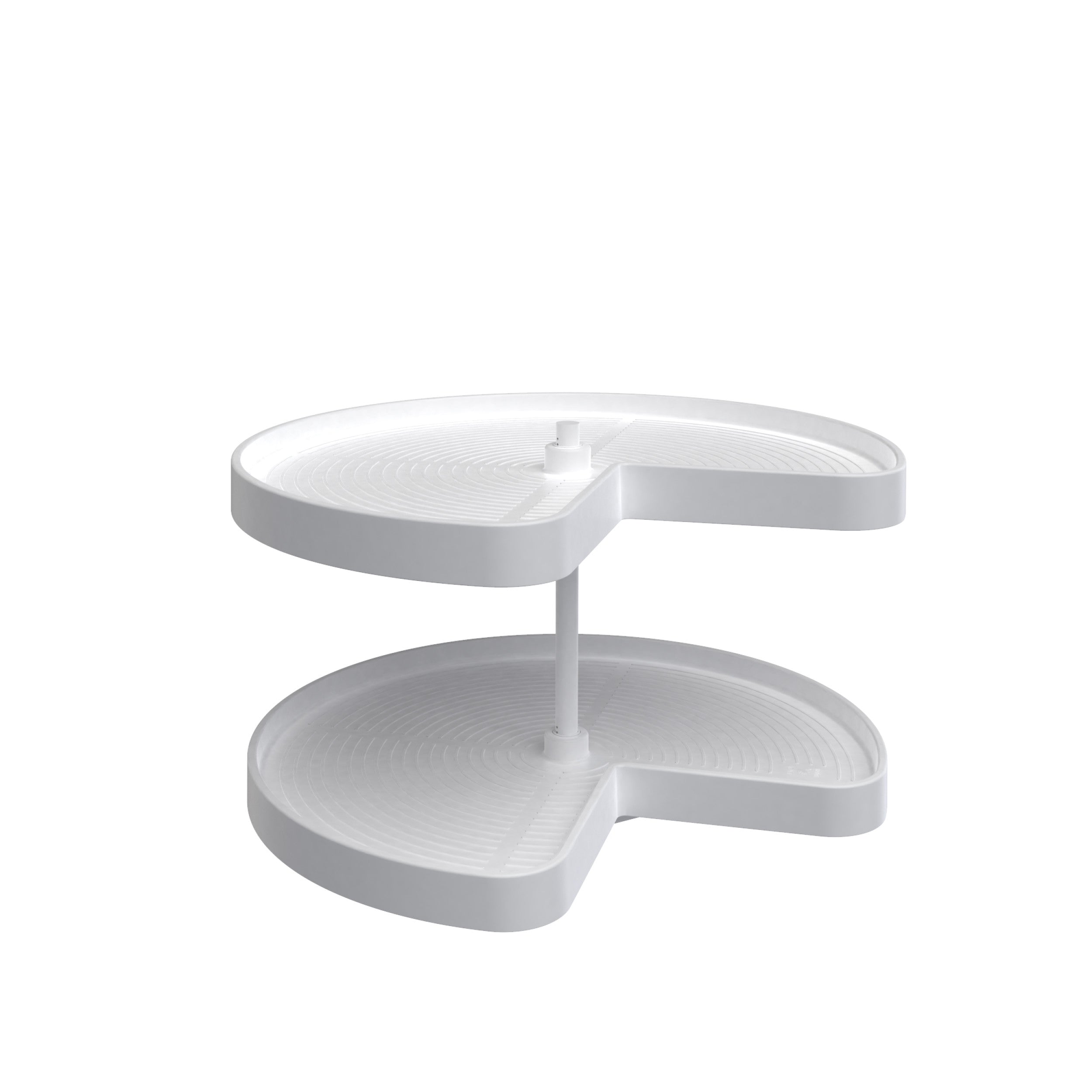 28 in White Polymer Kidney Lazy Susans 2-Shelf White  28 in (711 mm) W x 28 in (711 mm) D x 17.38 in (441 mm) H