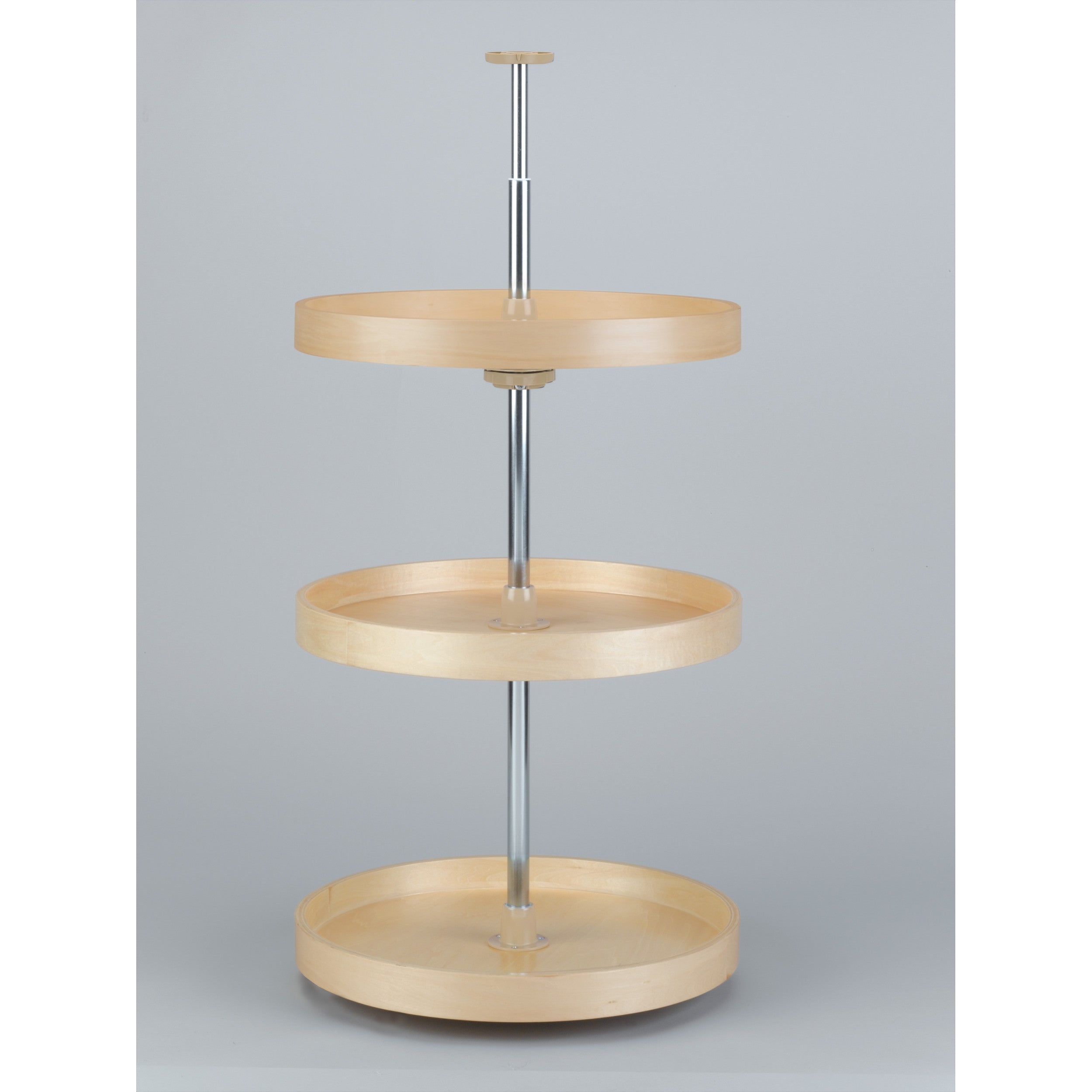 18 in Banded Wood Full Circle Lazy Susans 3-Shelf Natural  18 in (457 mm) W x 18 in (457 mm) D x 38 in (965 mm) H