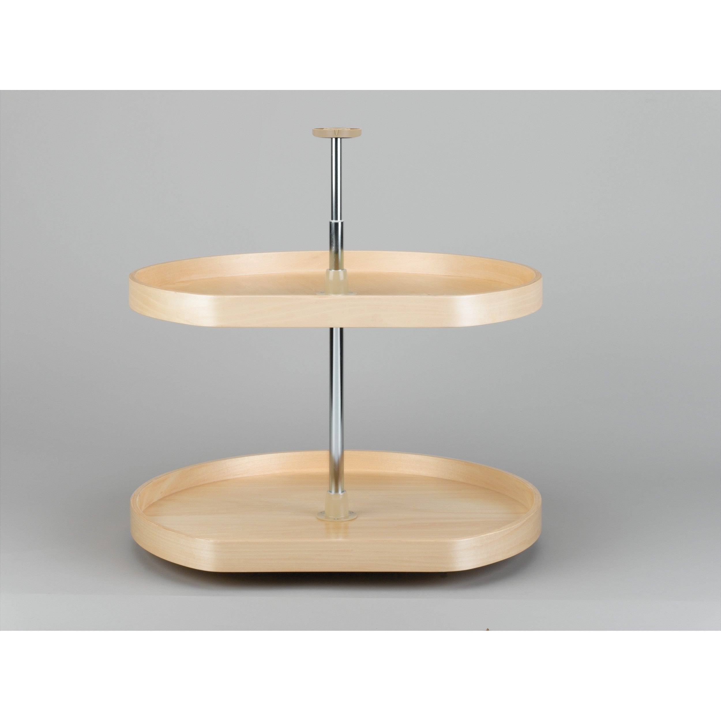 32 in Banded Wood D-Shape Lazy Susans 2-Shelf Natural  32 in (813 mm) W x 32 in (813 mm) D x 26 in (660 mm) H