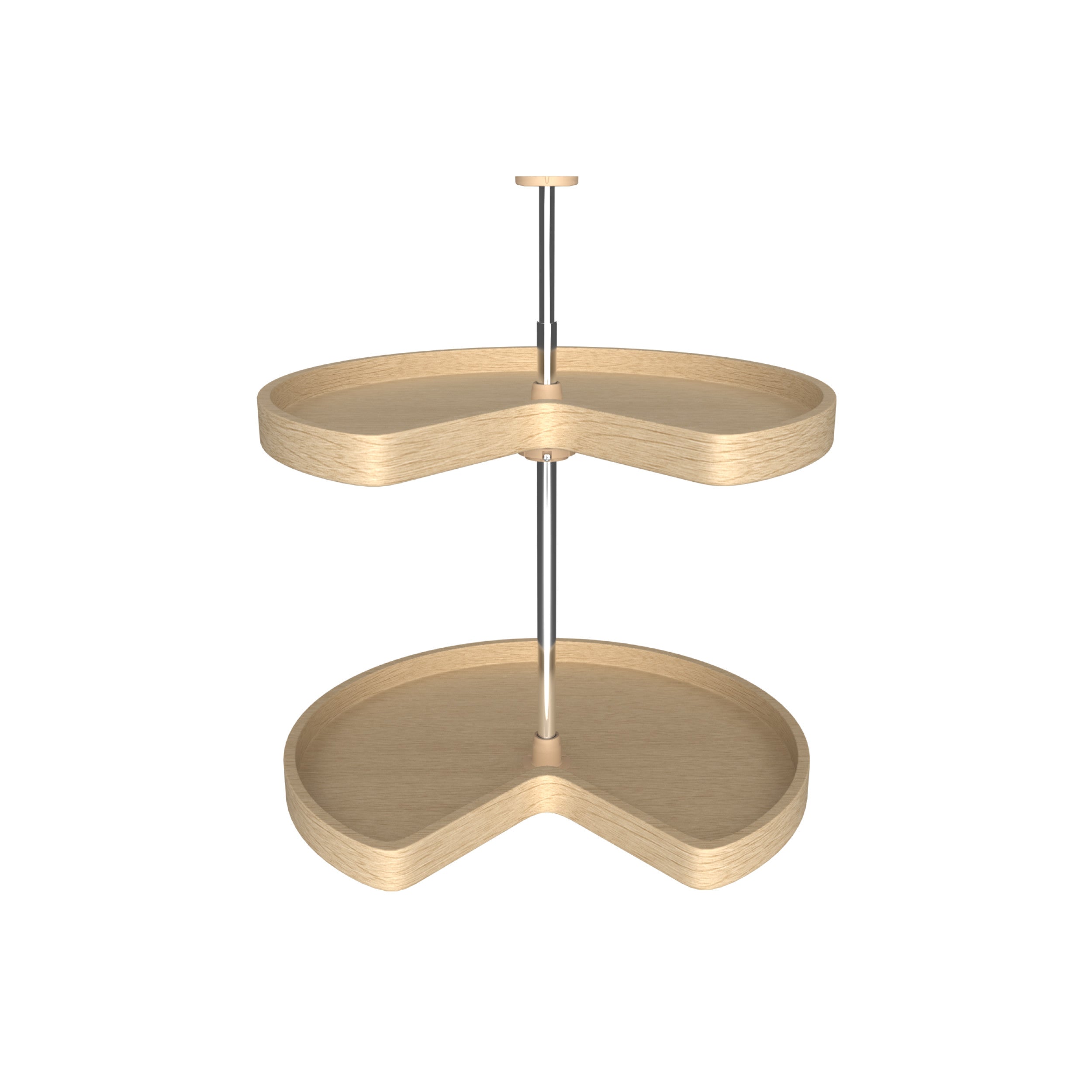 24 in Banded Wood Kidney Lazy Susans 2-Shelf Natural  24 in (610 mm) W x 24 in (610 mm) D x 26 in (660 mm) H