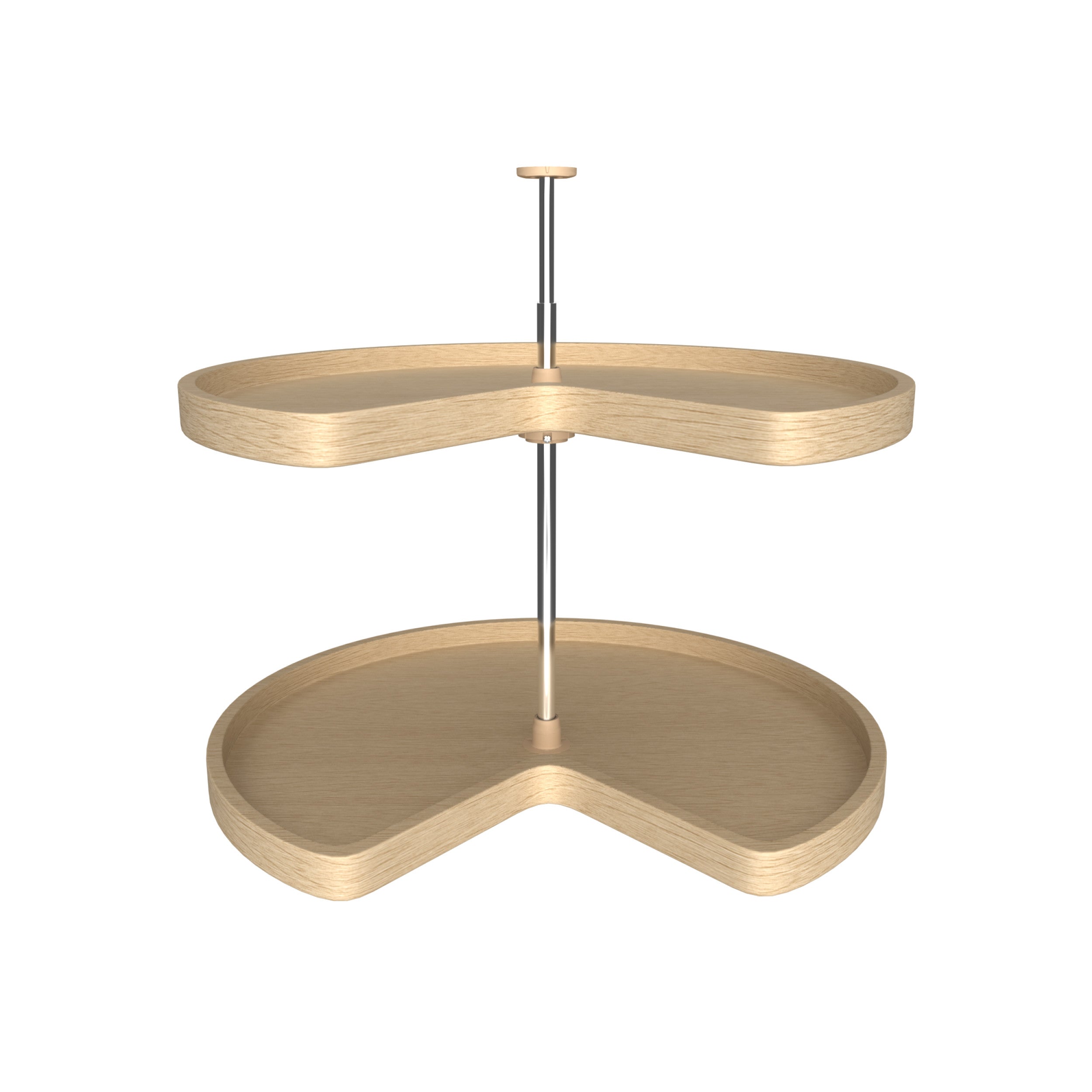 28 in Banded Wood Kidney Lazy Susans 2-Shelf Natural  28 in (711 mm) W x 28 in (711 mm) D x 26 in (660 mm) H