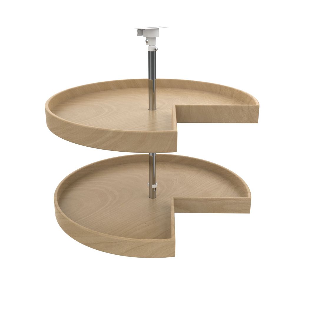 28 in Banded Wood Pie-Cut Lazy Susans 2-Shelf Natural  28 in (711 mm) W x 28 in (711 mm) D x 26 in (660 mm) H