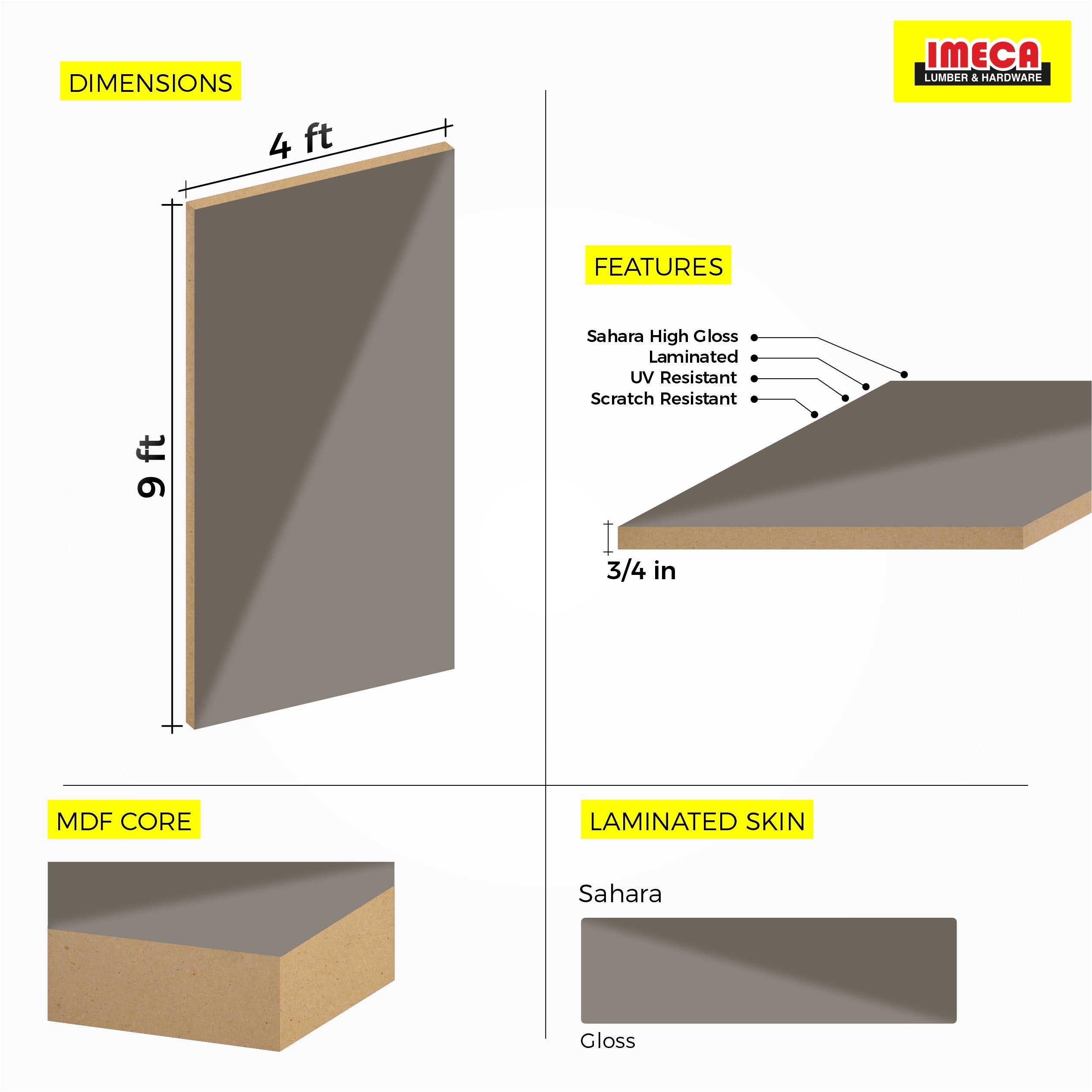 MDF SAHARA HG 3/4 4X9  AGT 6013