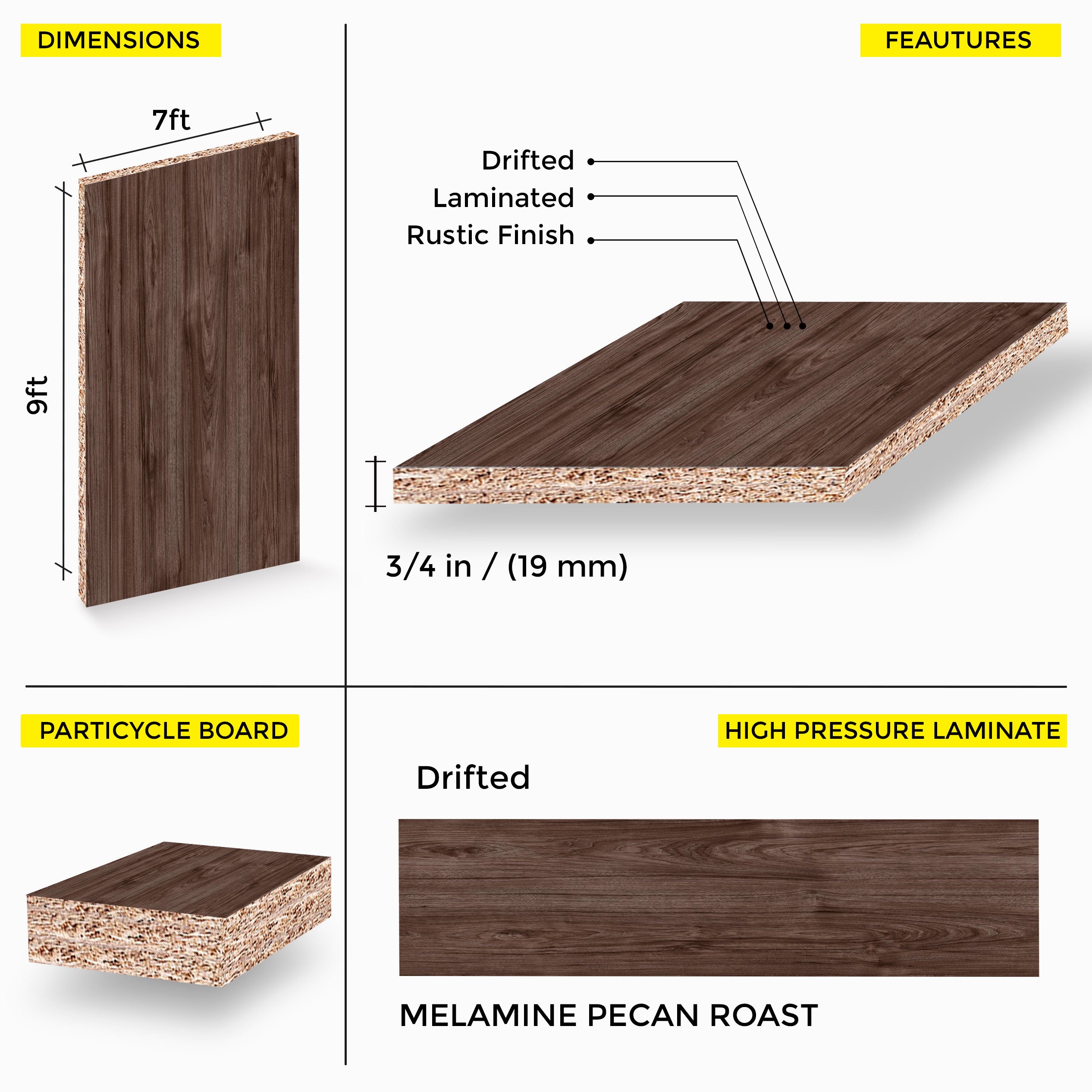 MELAMINE PECAN ROAST  7X9 19MM