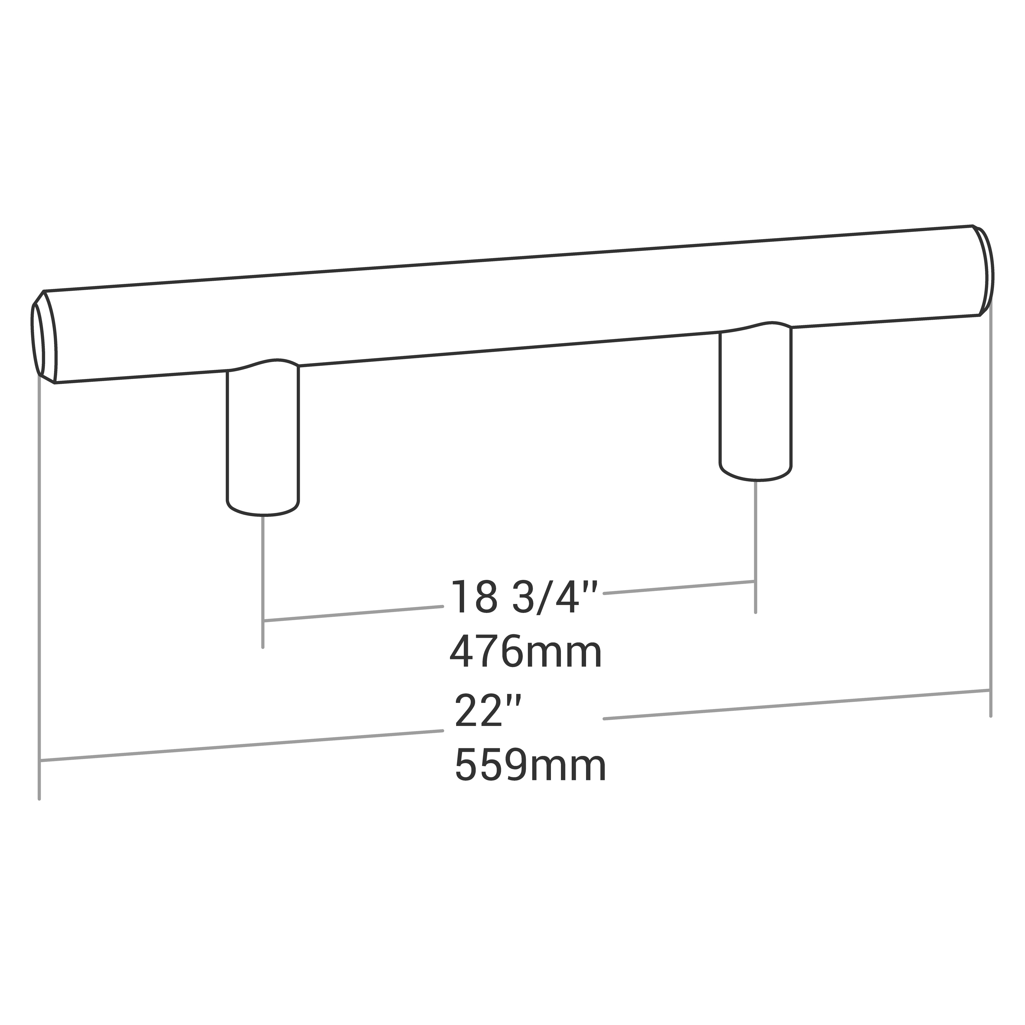HANDLE 9520C/C18 3/4" O/A22" MATTE BLACK