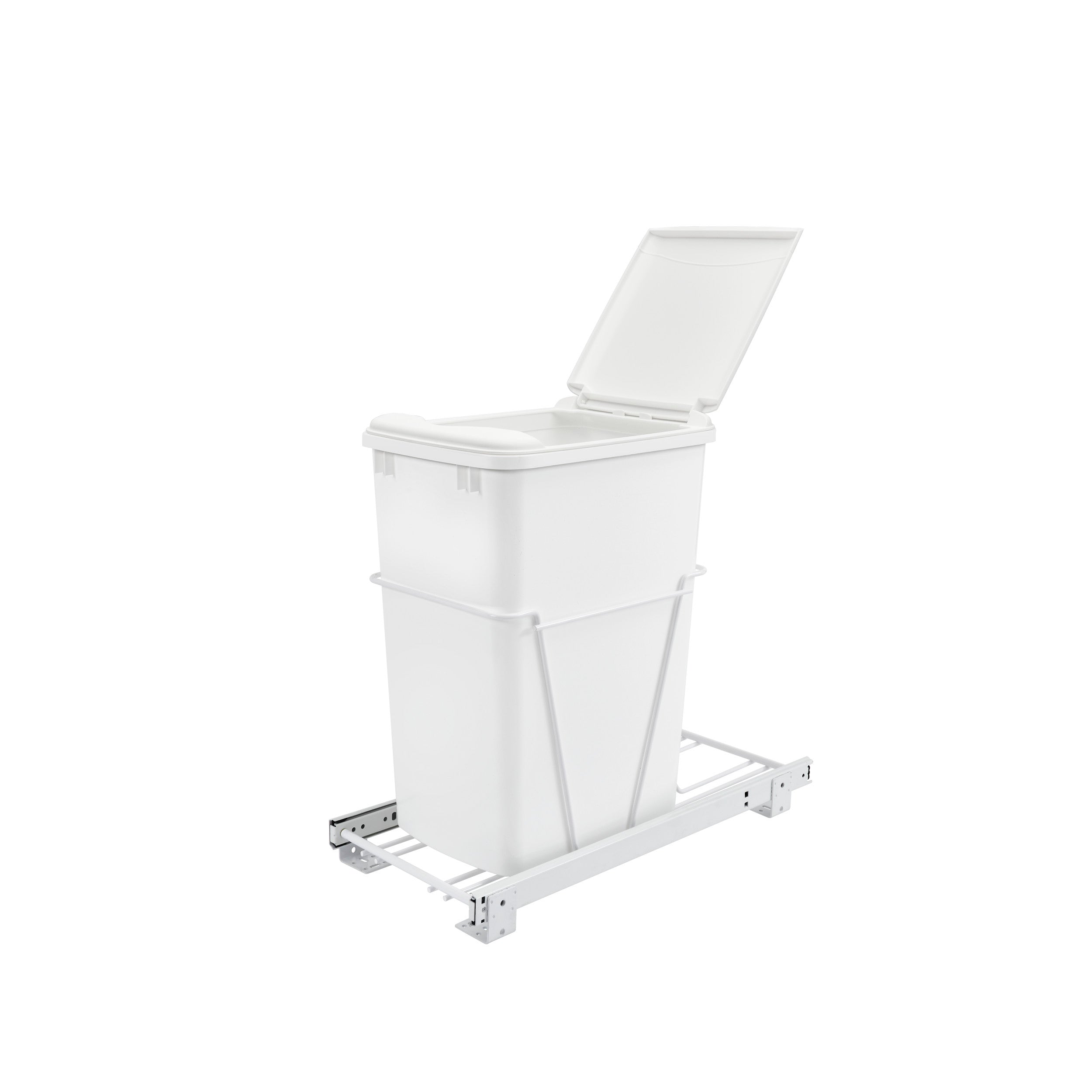 50 Qrt Pull-Out Waste Container White  11.25 in (286 mm) W x 22 in (559 mm) D x 23.25 in (591 mm) H