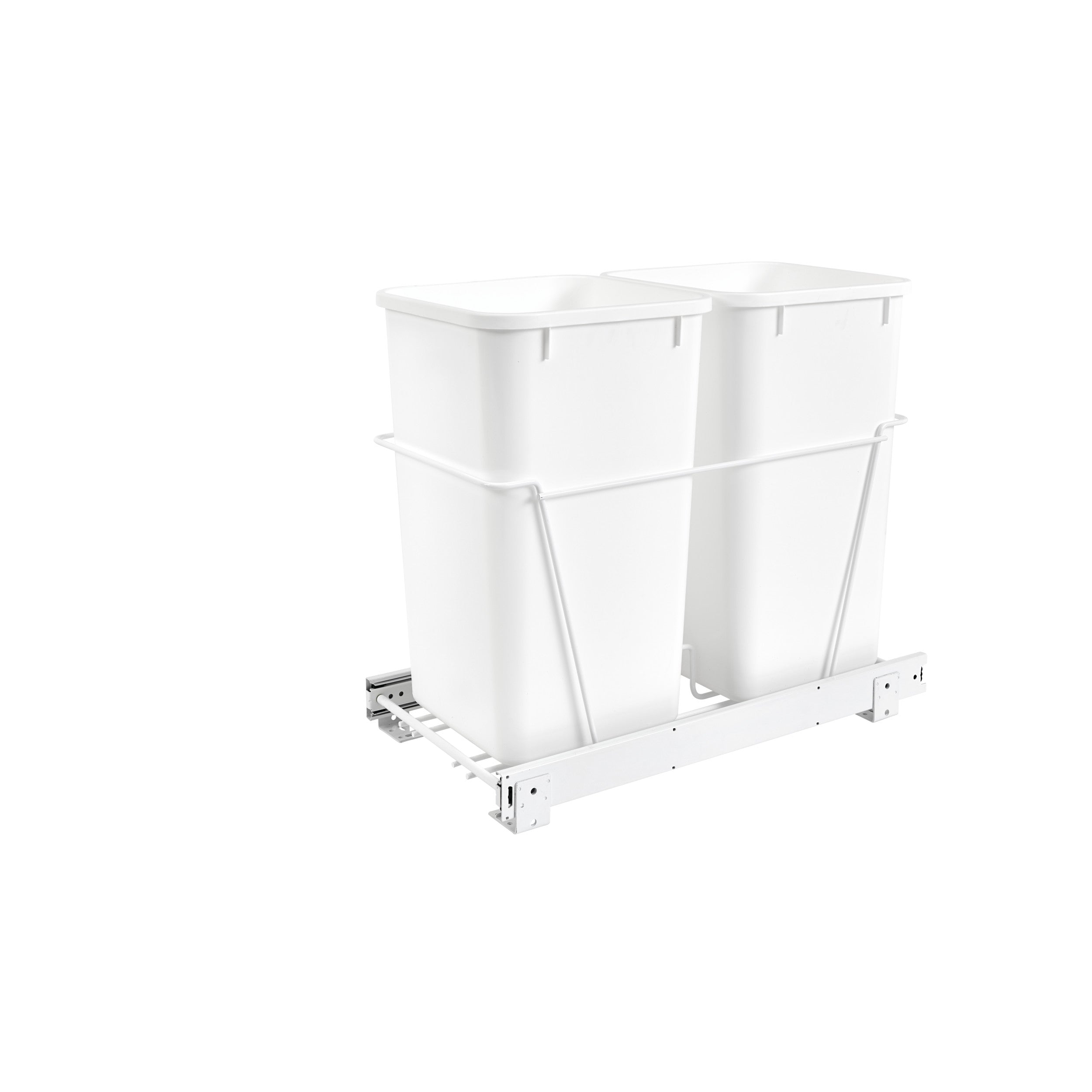 Double 27 Qrt Pull-Out Waste Containers White  11.81 in (300 mm) W x 22.25 in (565 mm) D x 19.13 in (486 mm) H