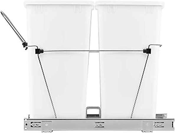 Double 35 Qrt Pull-Out Waste Containers White  14.38 in (365 mm) W x 22 in (559 mm) D x 19.25 in (489 mm) H
