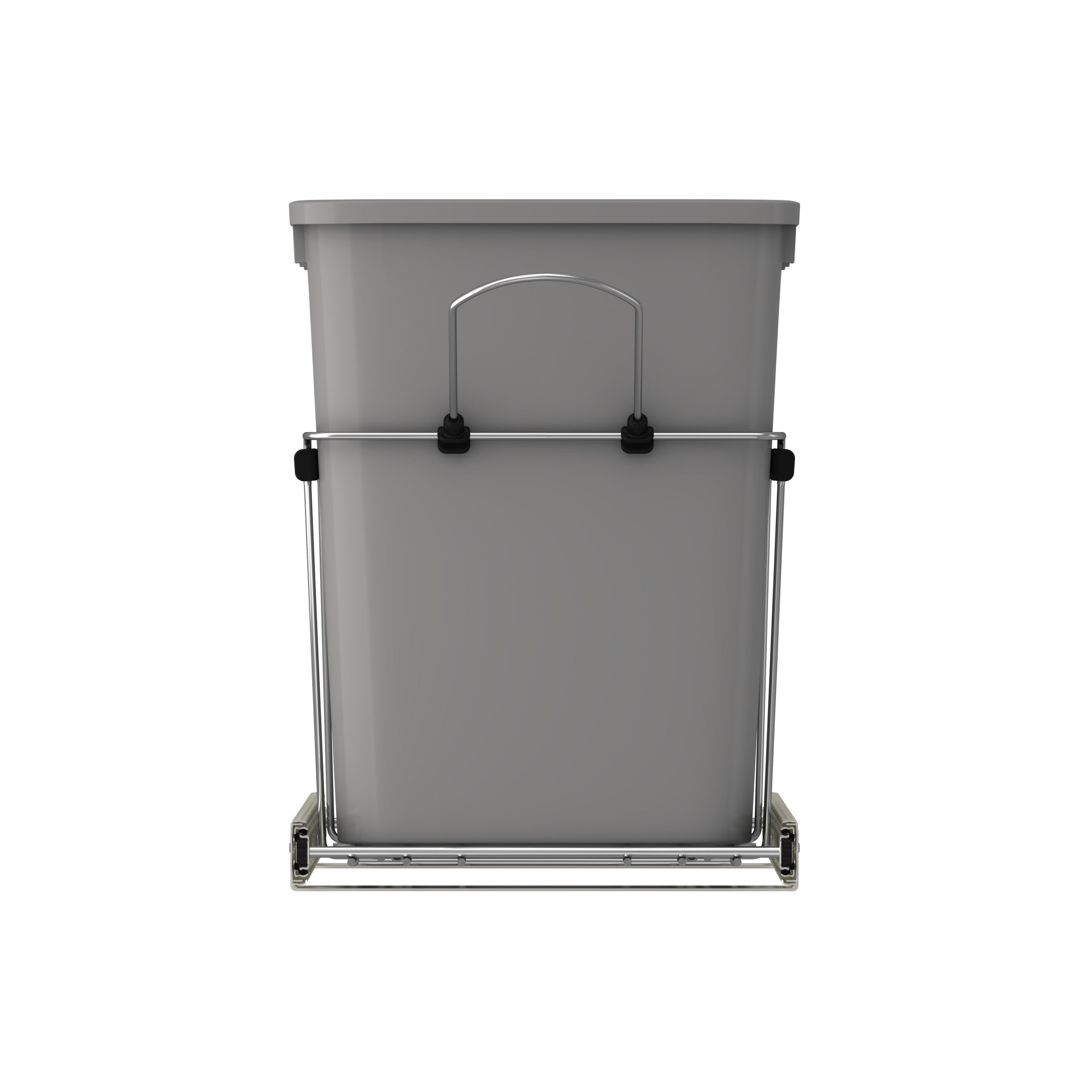 Double 35 Qrt Pull-Out Waste Containers Metallic Silver  14.38 in (365 mm) W x 22 in (559 mm) D x 19.25 in (489 mm) H