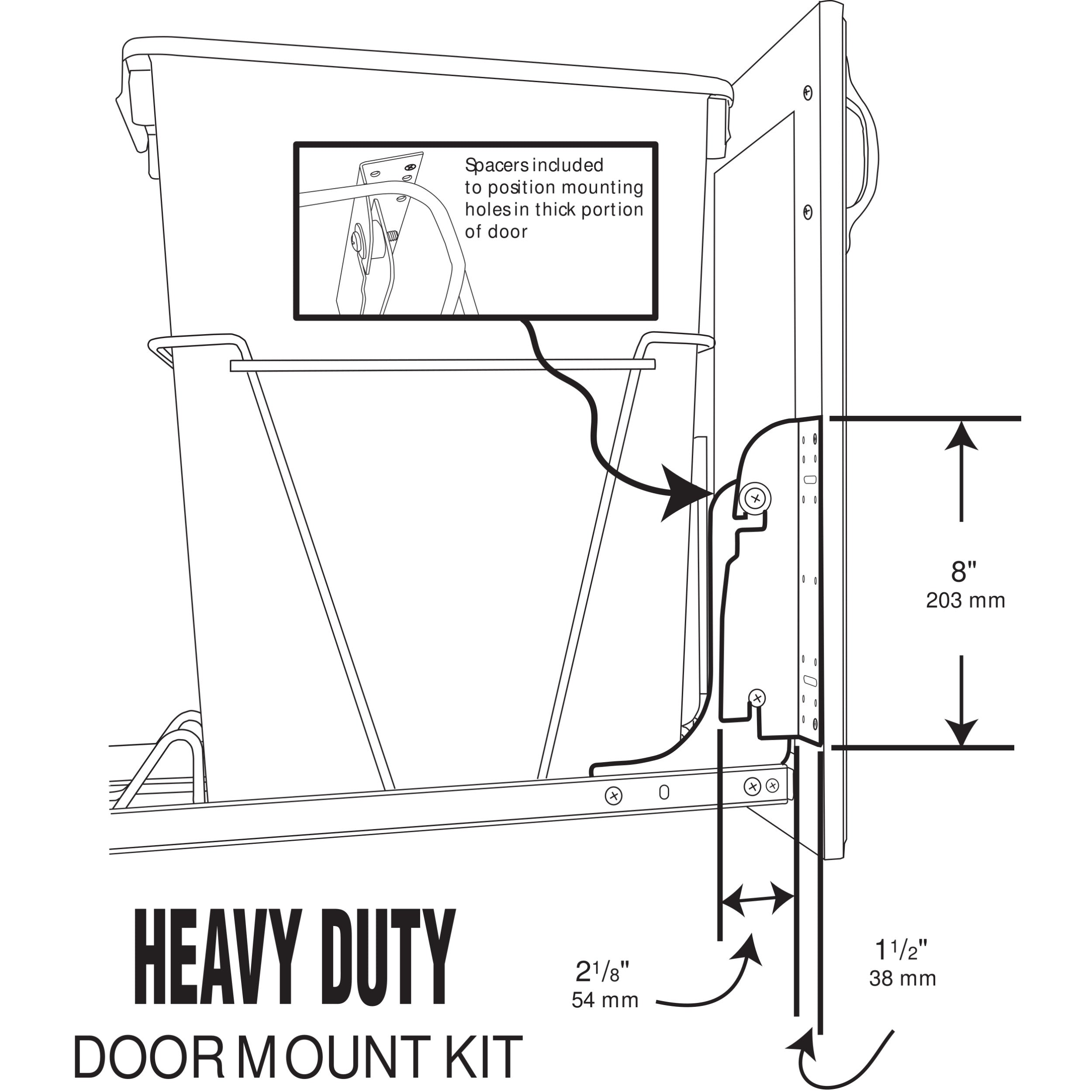 Door mounting Kit for RV Series White  1.5 in (38 mm) W x 2.13 in (54 mm) D x 8 in (203 mm) H