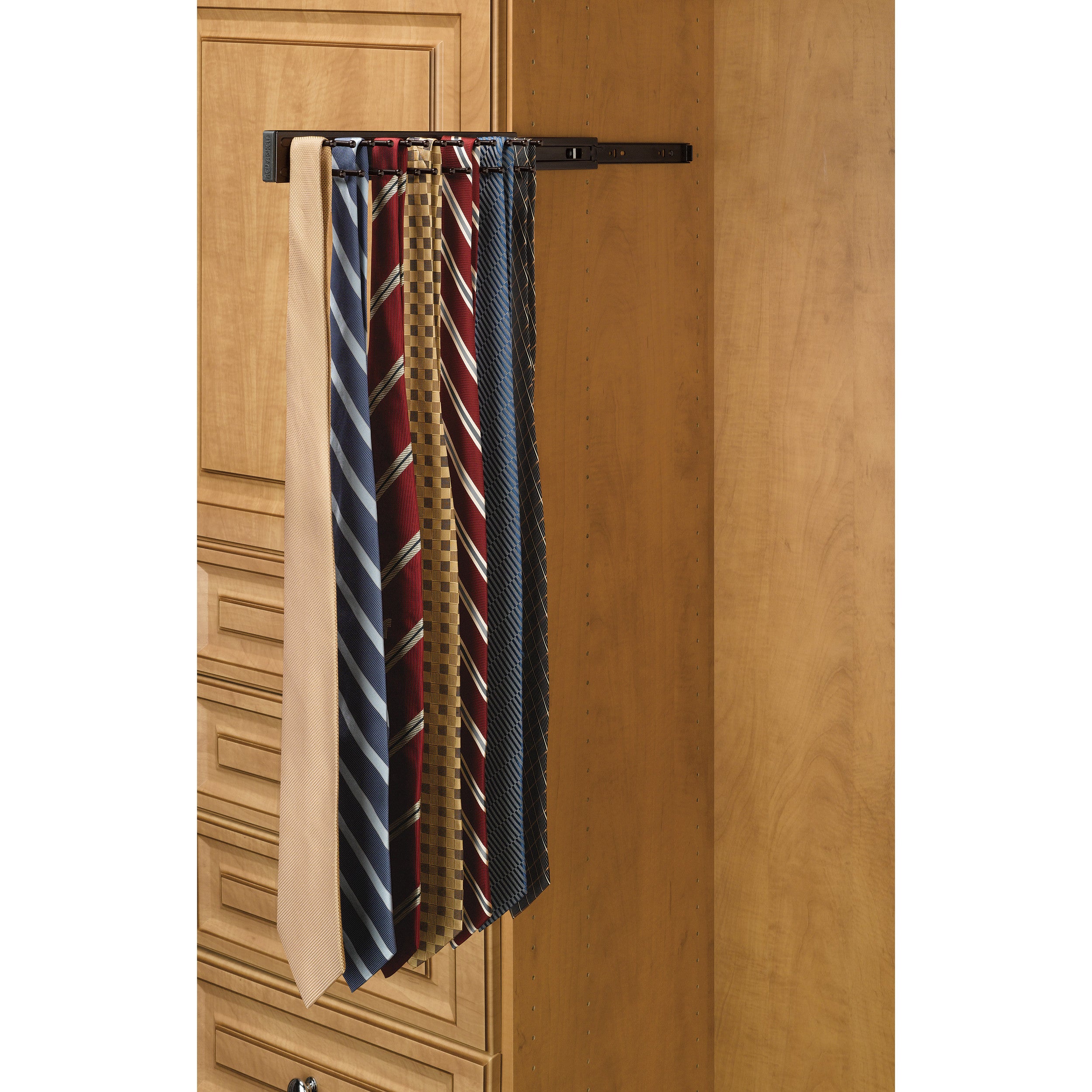 14 in Oil Rubbed Bronze Side mount Tie Rack Oil Rubbed Bronze  2.5 in (64 mm) W x 14 in (356 mm) D x 1.88 in (48 mm) H