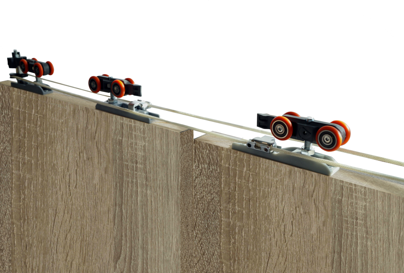 Carrier Set Ducasse Twin Opposite Wood for Wood Doors – 2 Doors up to 176 lbs (80 kg)