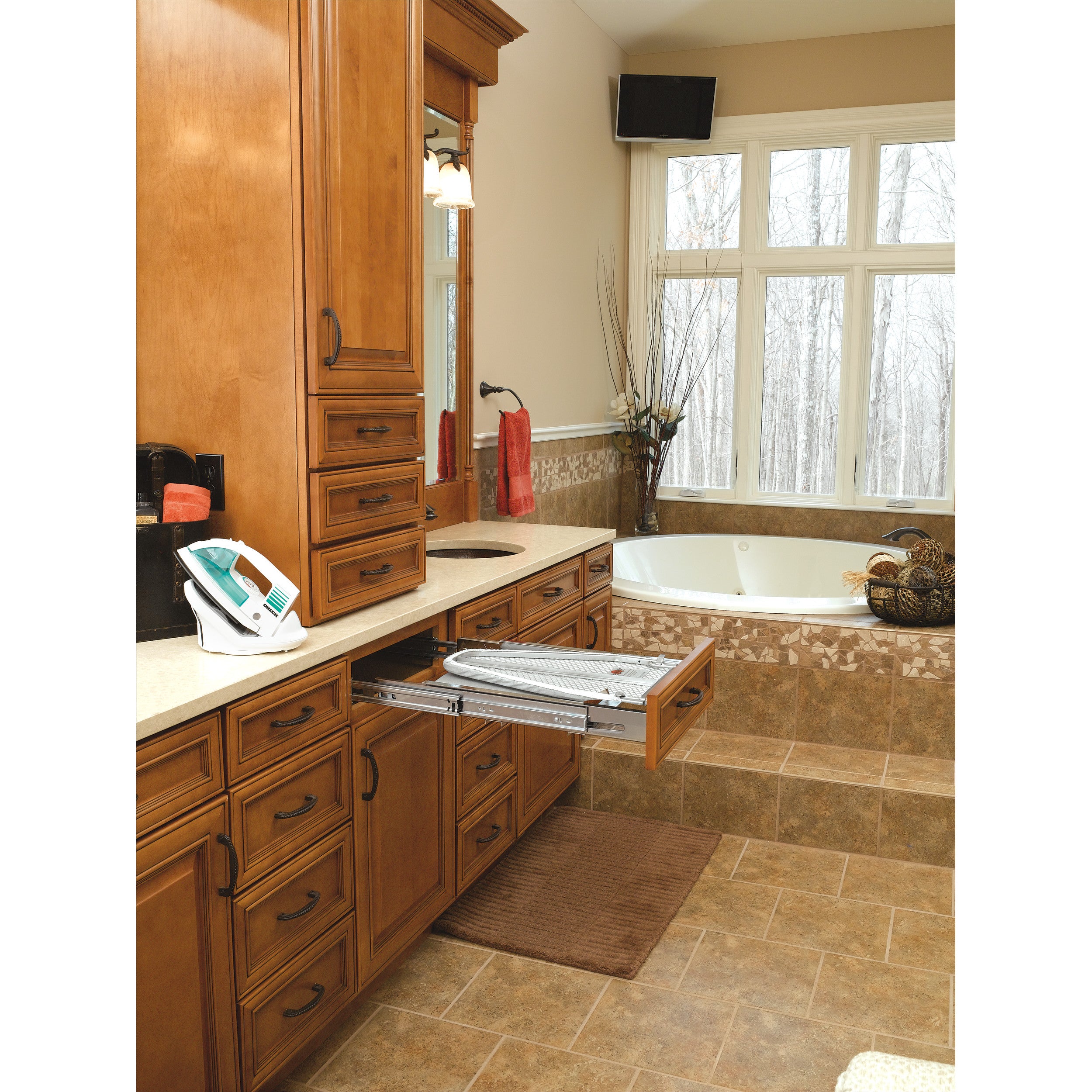 Vanity Pullout Ironing Board Gray  14.25 in (362 mm) W x 19.81 in (503 mm) D x 4 in (102 mm) H